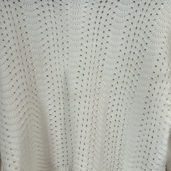 Open Knit Y2K Boho Pullover White Sweater - Picture 3 of 4